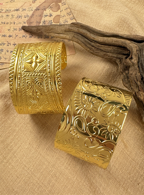 敦煌异域民族风宽开口金色手镯