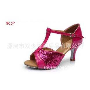 直销新款拉丁舞鞋儿童女孩女童初学者成人舞蹈鞋软底中高跟少儿练
