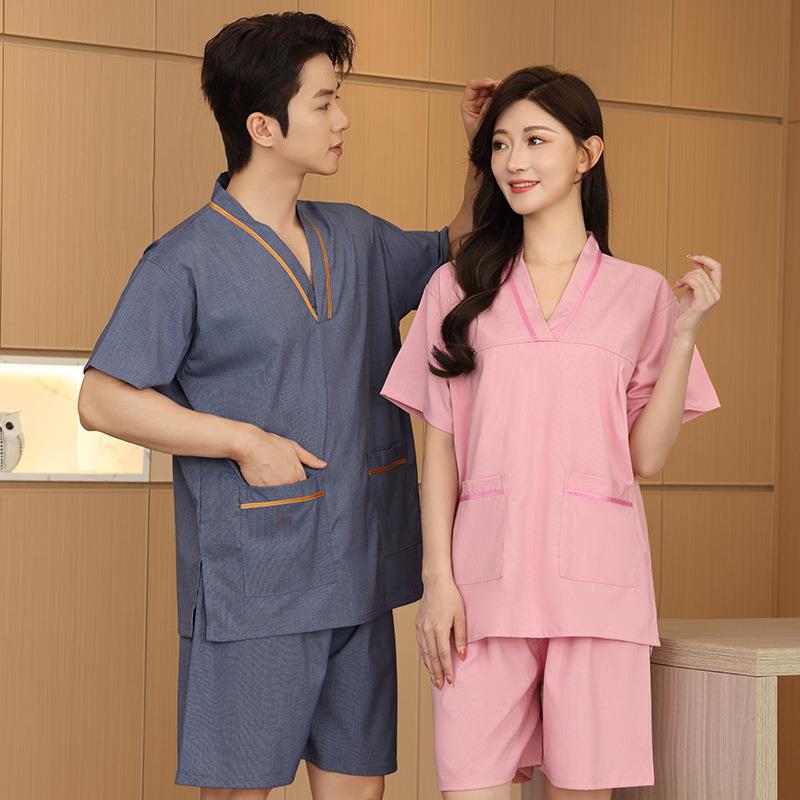 新款直销汗蒸服女新款苎麻女士桑拿服足疗洗浴浴服男款按摩服情侣