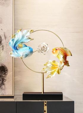 新款直销年年有余家居客厅电视酒柜办公室玄关装饰品招财摆件乔迁