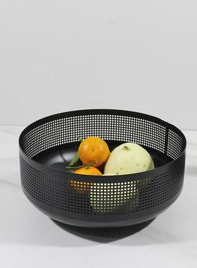 新款直销简约现代铁艺镂空网格果盘装饰品摆件民宿样板房客厅餐厅