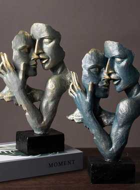 新款直销跨境情侣沉默是金抽象树脂工艺品家居展示柜桌面装饰复古