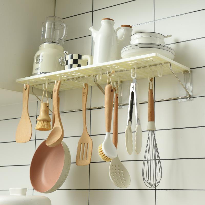 新款直销免打孔厨房收纳置物架多功能壁挂式调料架筷子抹布架刀架