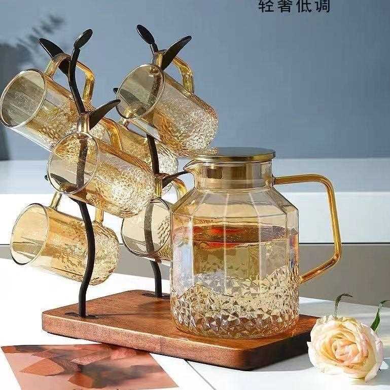新款直销轻奢北欧风冷水壶套装渐变欧式粉色凉水壶茶具一套家用in