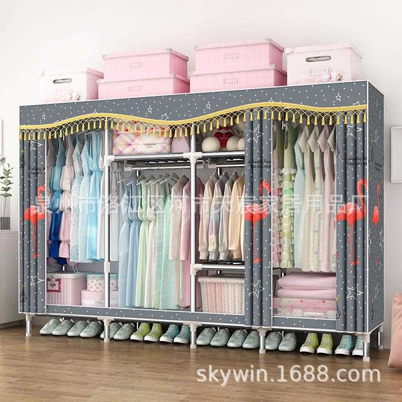 新款直销超大号全钢架简易布衣柜钢管加粗加固加厚布艺双人现代C2