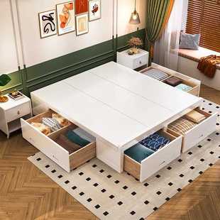 直销新款无床头榻榻米床黑色硬板床矮床落地床身无靠背床体床架实