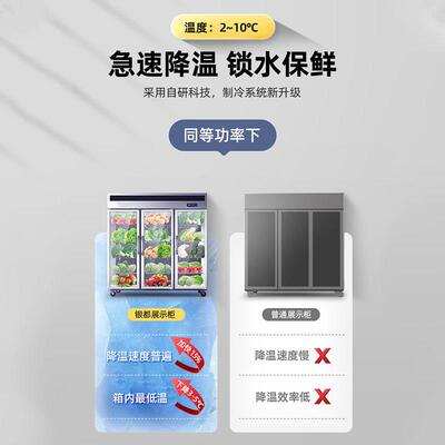 新款直销三开门展示柜冷藏商用水果保鲜柜串串麻辣烫点菜柜立式三