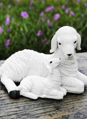 新款直销小羊山羊绵羊树脂工艺品摆件 仿真羊摆件 园艺盆栽装饰品