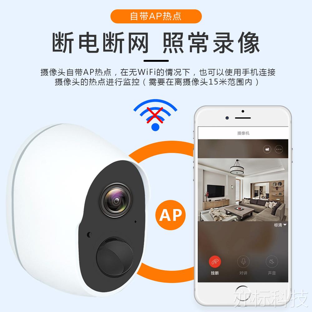 新款直销跨境爆款涂鸦智能电池摄像头无线WIFI监控家用手机远程高