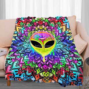 直销新款迷幻外星人亚马逊wish独立站办公室午睡夏季保暖印花法兰