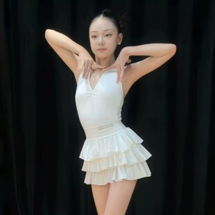 Level同款舞服少儿拉丁服夏季新款女童上衣蛋糕裙练习服分体套装
