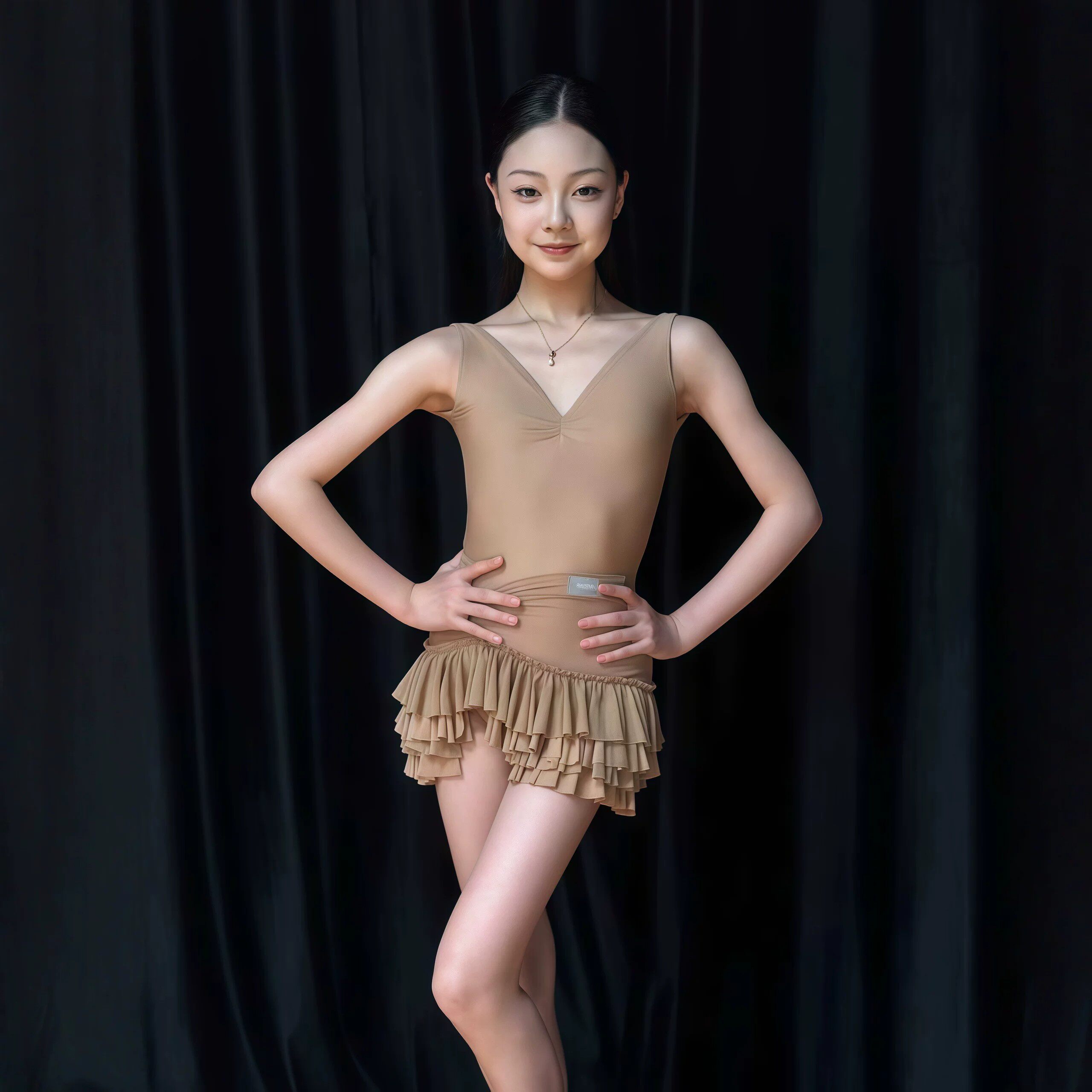 2026夏新款拉丁舞蹈服女童无袖V领蛋糕超短裙套装少儿日常练功服