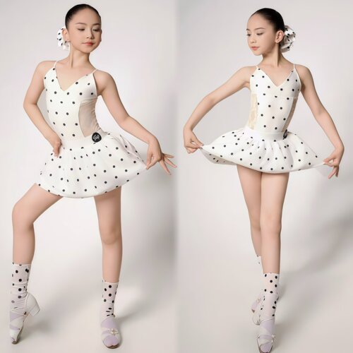 少儿蕾丝吊带裙子拉丁舞练习服装