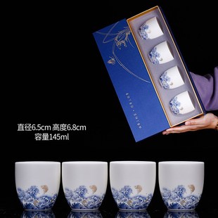 德化白瓷主人杯羊脂玉素烧个人杯功夫茶杯P茶具伴手礼工厂现货