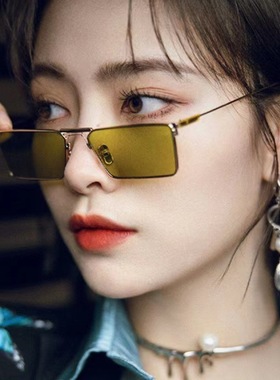 韩版新款浅绿色金属方框太阳镜女小框Ins风网红街拍墨镜时尚潮男