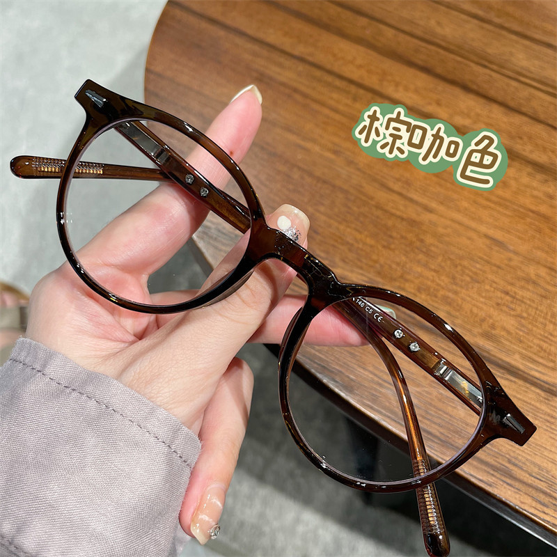 茶棕色复古小框眼镜女文艺大脸显瘦玳瑁眼镜框男商务防蓝光平光镜