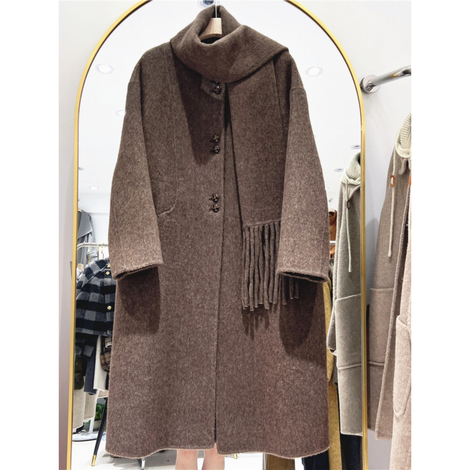 双面羊绒大衣女围巾款秋冬新款