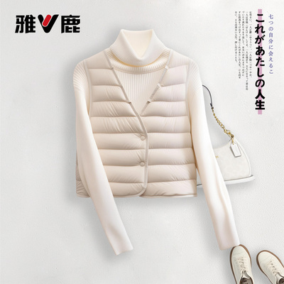 雅鹿冬季女士轻薄马甲2025短款