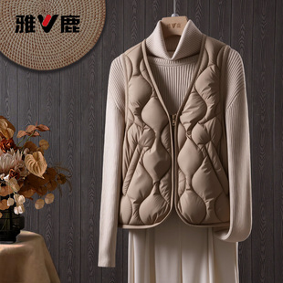 时尚 雅鹿官方正品 轻薄羽绒内胆马甲短款 新款 显瘦YF501Z13800 女装