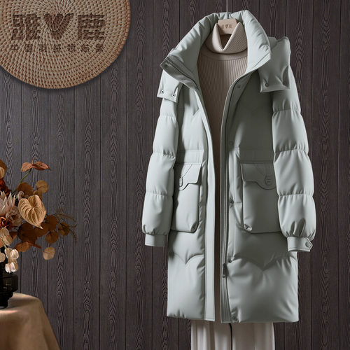 雅鹿中长款羽绒服女保暖