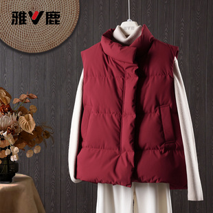 26新款雅鹿正品轻薄时尚背心马甲羽绒服短款百搭保暖鸭绒外套黑色