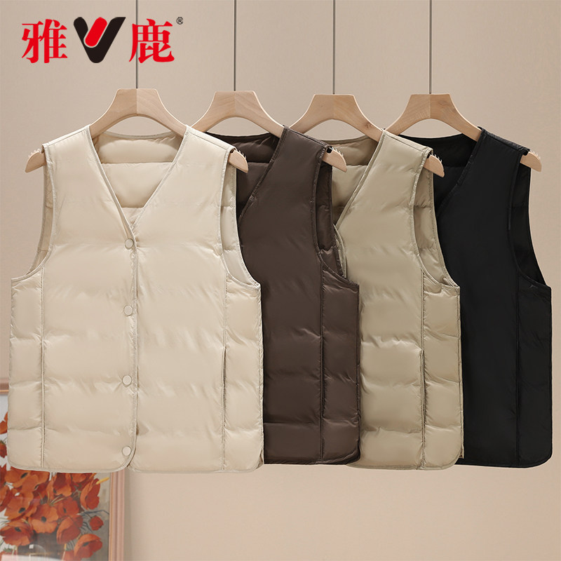 雅鹿正品羽绒内胆马甲羽绒服25秋冬新款鸭绒超保暖轻薄防寒服外套