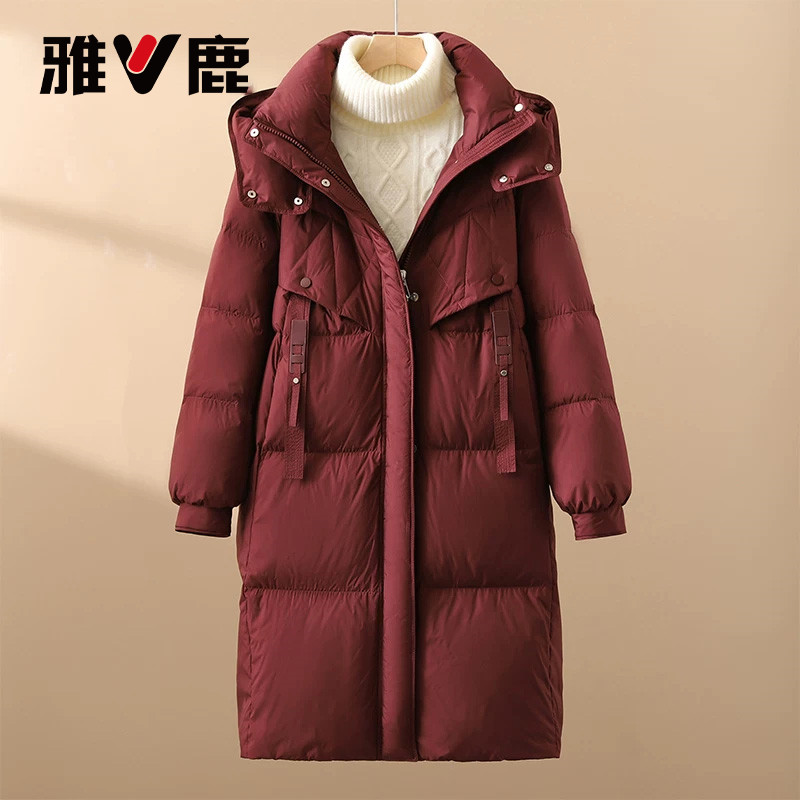 雅鹿正品新款中长款加厚时尚保暖零压感云朵羽绒服女休闲秋冬防寒