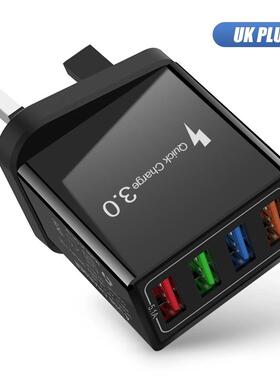 多口手机三脚充电头器适用港版USB英国规香港澳门插座快充数据线