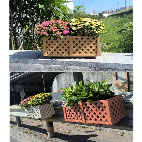 长方形栅栏挂式花盆阳台栏杆悬挂式挂架网格花箱露台花园月季花盆