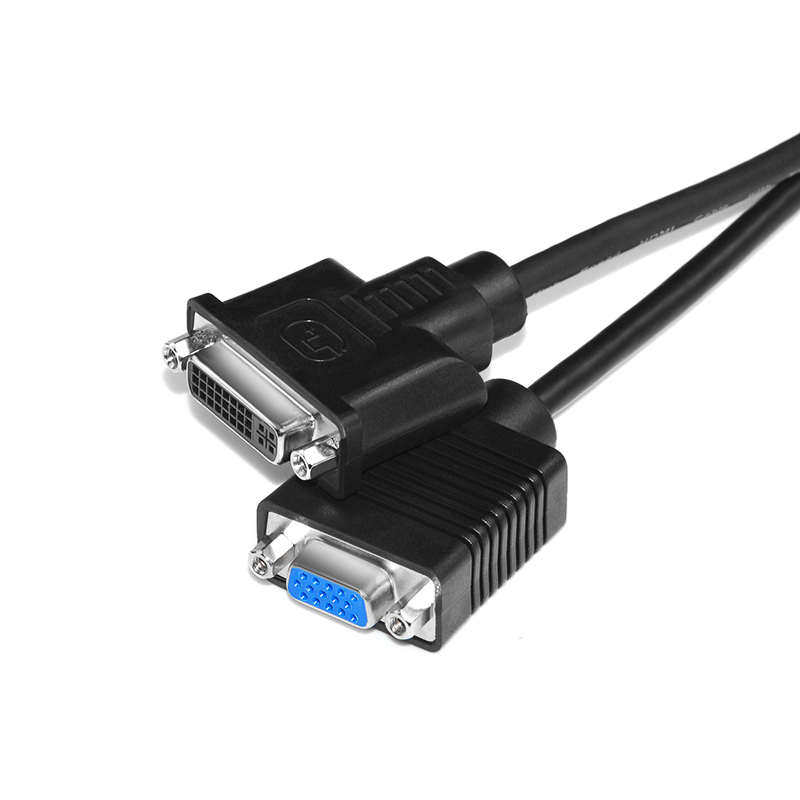 斯格 DVI一分二线DVI24+5公转DVI母+VGA母线电脑分屏线屏幕拓展线