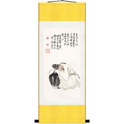 李白醉酒图人物画像 中式酒文化卷轴挂画 复古装饰字画可来图定制