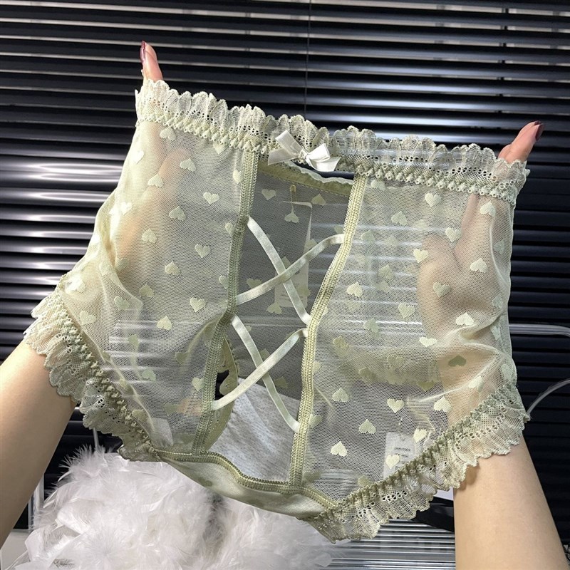 高腰无痕新款女内裤女士镂空透气蕾丝网纱三角裤mm性感网红透