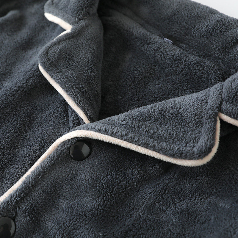 男士秋冬季珊瑚绒睡衣加厚加绒保暖大码法兰绒家居服套装青中年