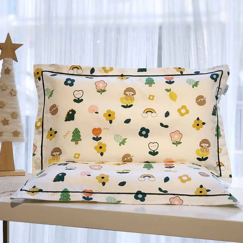A类全棉薄款60支长绒棉儿童枕套 卡通乳胶枕套小孩枕头罩48*74CM