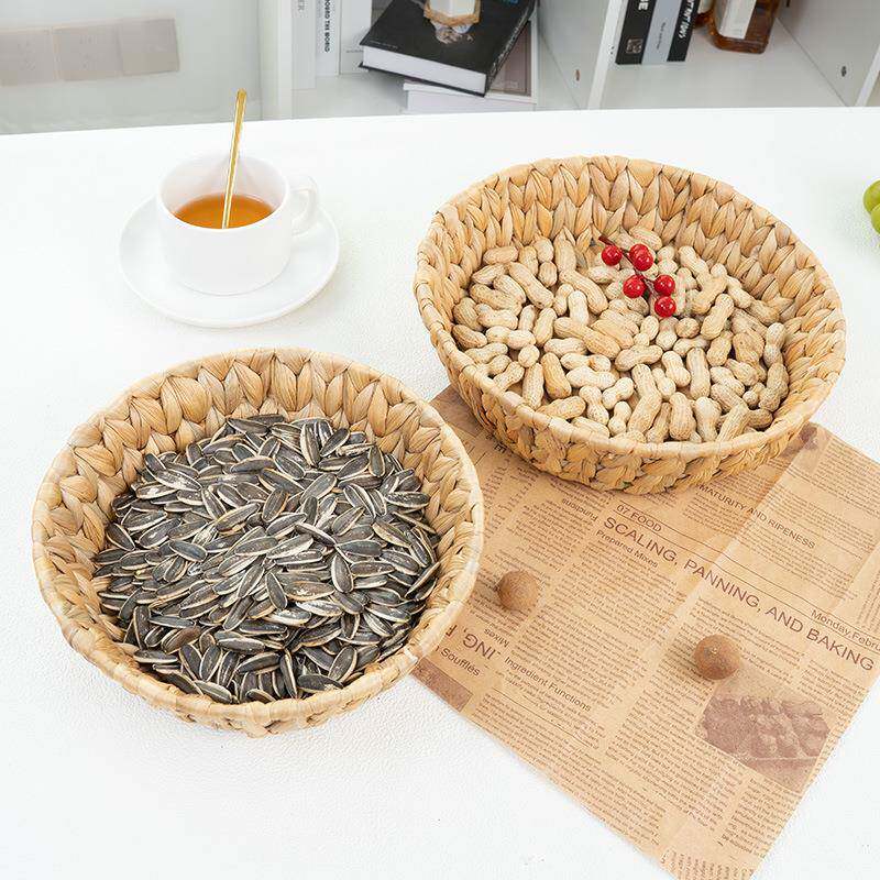 水葫芦草编纳织收纳篮厨房面DL包水果收理托盘桌杂物收纳整面筐