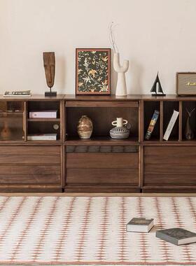 北美黑胡多桃木自由柜组JZH合柜矮柜功能家电用实木书柜储物落地