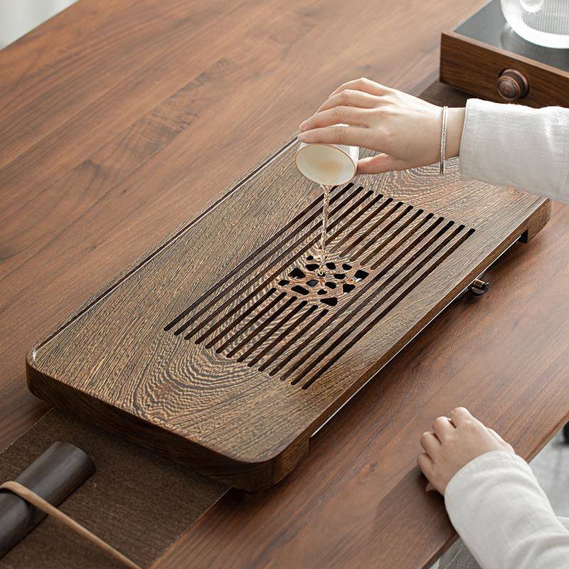 大号整储ENK块鸡翅木茶盘家抽用简约托长方形茶海茶托水排水屉式