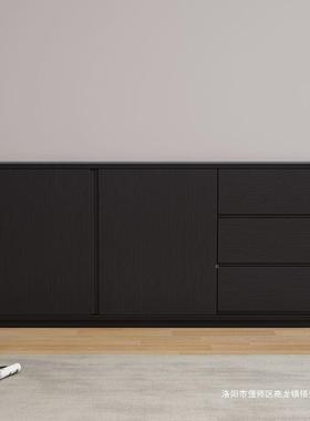 极餐边柜客现代简约LWM实木柜酒靠墙茶水柜黑色储物柜户卧简室收