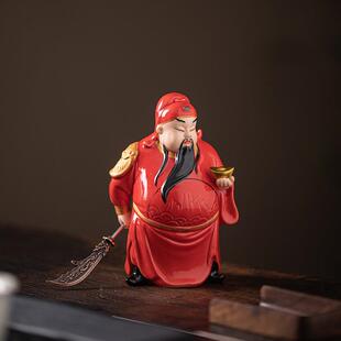中式创意陶瓷厅关羽关公摆件家居客招品财武财神饰ZUM车载茶桌摆