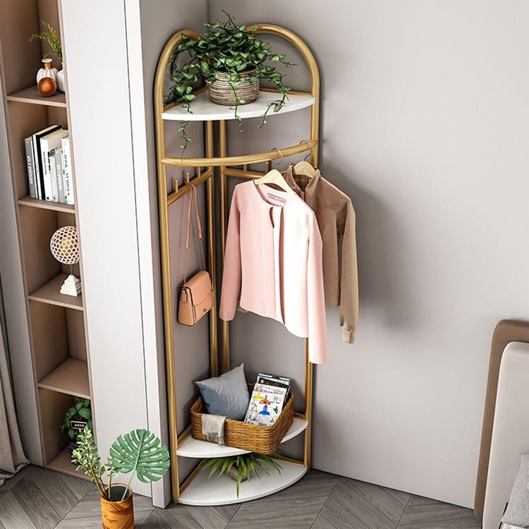 角用衣帽架网挂红家折叠卧室拐角衣服架子轻奢落地三转角GQN衣帽