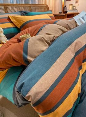 A类单120支纯加厚磨毛四件套棉被套SLL150棉x200X230被罩三全件套