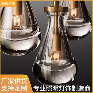 店全铜吊灯大水室滴灯客879厅卧复书房酒别墅式 美式 楼楼梯吸顶灯