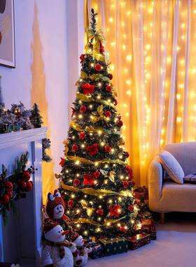 跨境销可伸缩圣诞树6装fXZ-ZDS01t折叠饰品圣诞树加热灯螺旋树诞