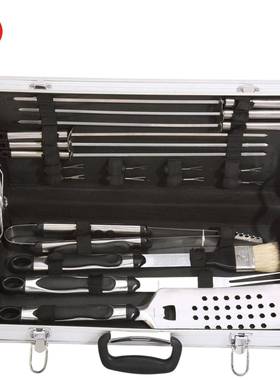 跨境B烧BQ烧TOOLS18件套不锈钢铝箱烤ZCV套具烤工具装户外烤用具