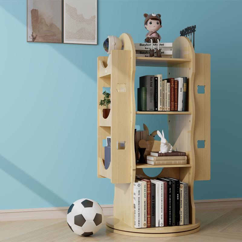 实木儿旋转书架落童地学生本绘架简DCG易多层客玩具置物收纳厅架