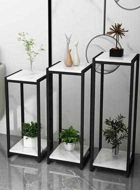 花几花架式台轻奢铁落地摆件客厅风大OEC理石阳旁边花艺架欧电视