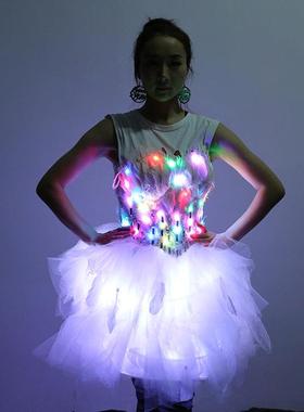 GNE欧美LD灯七光网纱裙甜E美VINTAE羽毛欧彩根G纱蓬蓬裙大摆公主