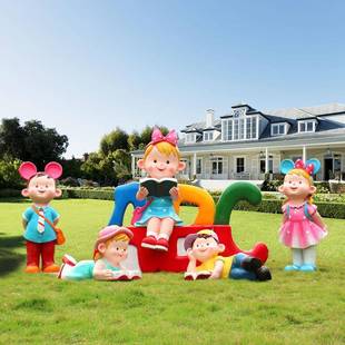 新款 饰 卡通娃娃玻塑璃钢户外草雕坪幼儿园游摆乐场学校AER公园装