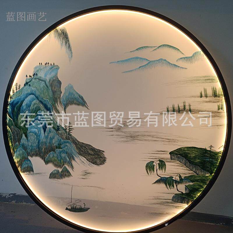 现货精美年年有余心苏绣双面刺绣半透明纱布画屏风连玄荷关重工花