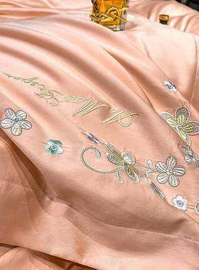 轻奢风60睡S长绒棉四件套全棉亲肤裸床缎上用纯棉贡刺绣品公主MIM